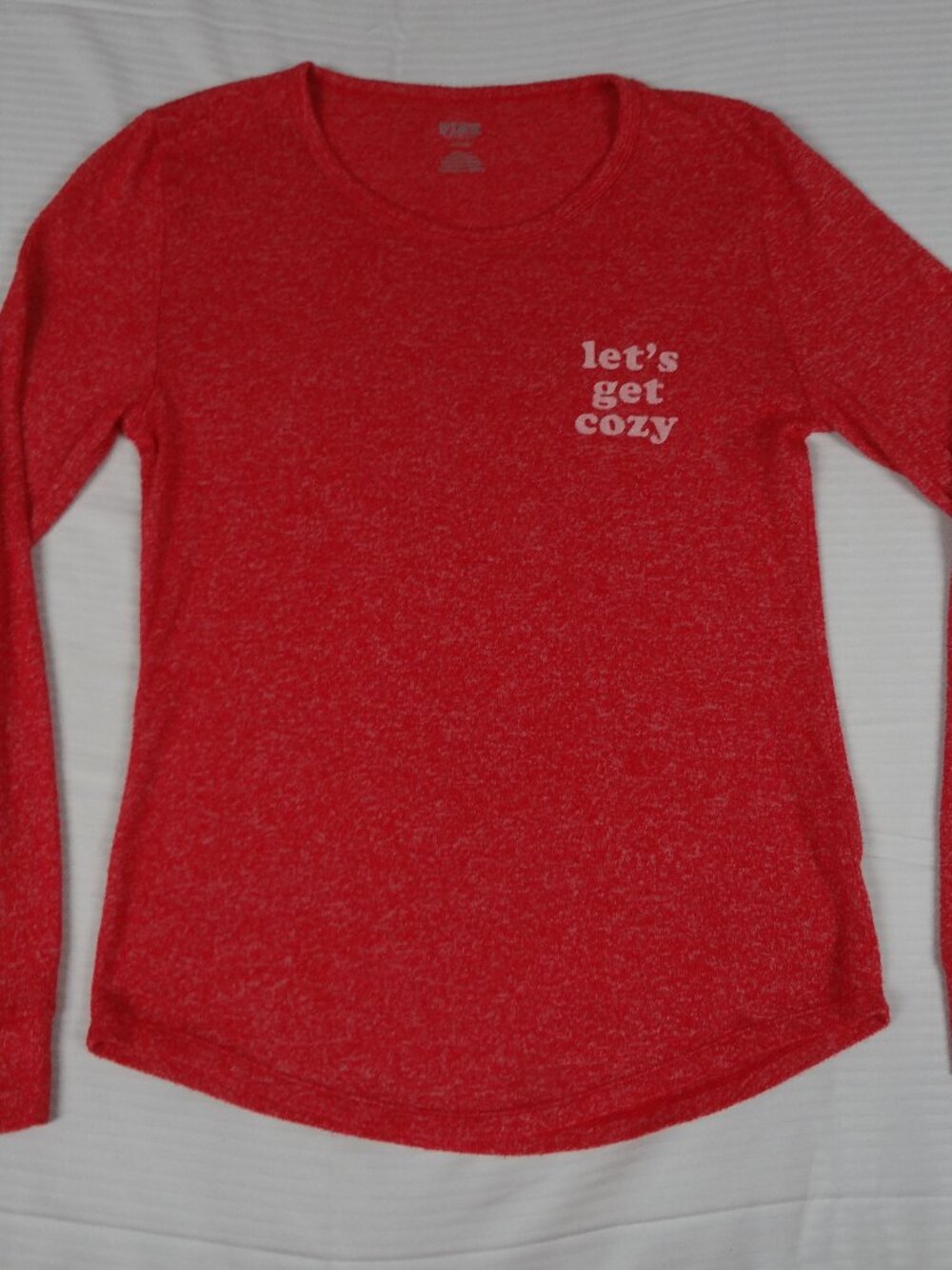 PINK BY VICTORIA'S SECRET LETS GET COZY RED LONG SLEEVE MEDIUM WOMENS SHIRT L817